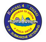 Seal with dolphins, submarine, and text.